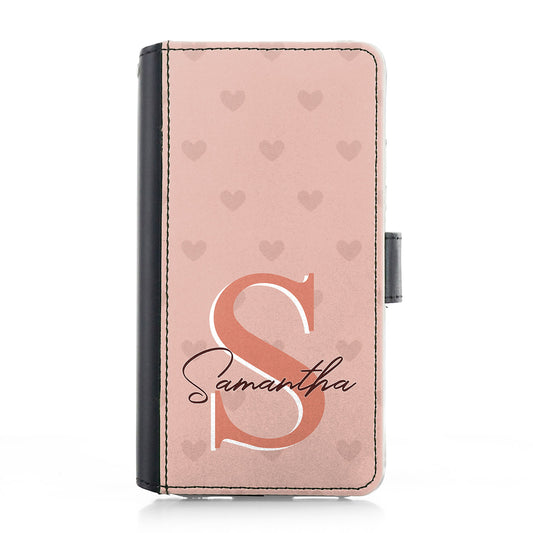 Personalised iPhone Leather Case - Tan Heart Monogram and Name