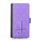 Personalised Samsung Leather Case - Violet Heart Monogram and Name