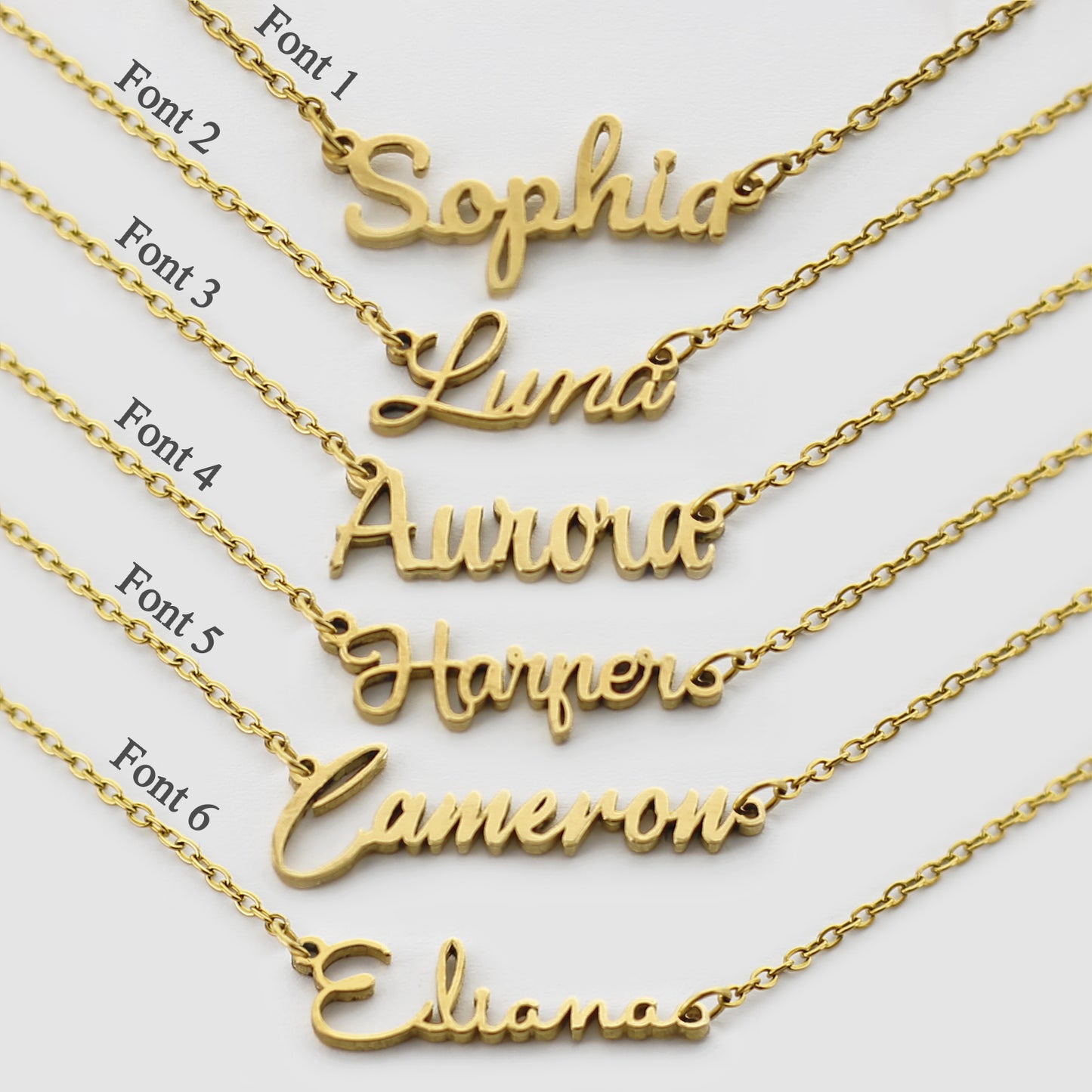 Personalised 18K Gold Necklace with Custom Name - Font 4