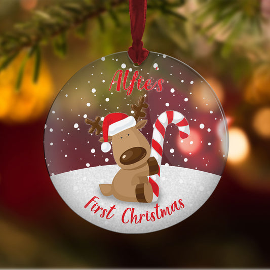 Personalised Christmas Bauble - First Christmas Reindeer