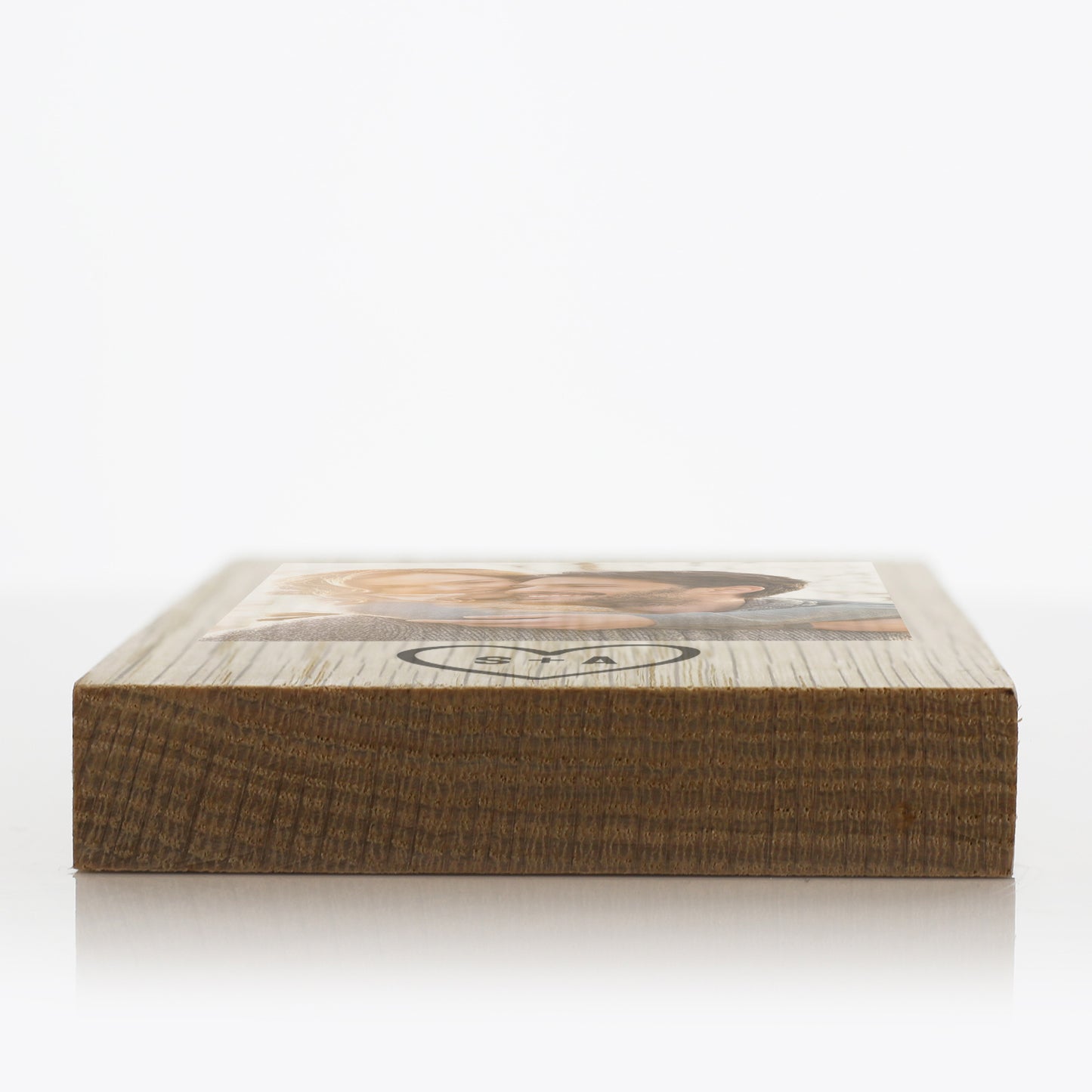 Personalisierter Holzblock – Foto &amp; Initialherz