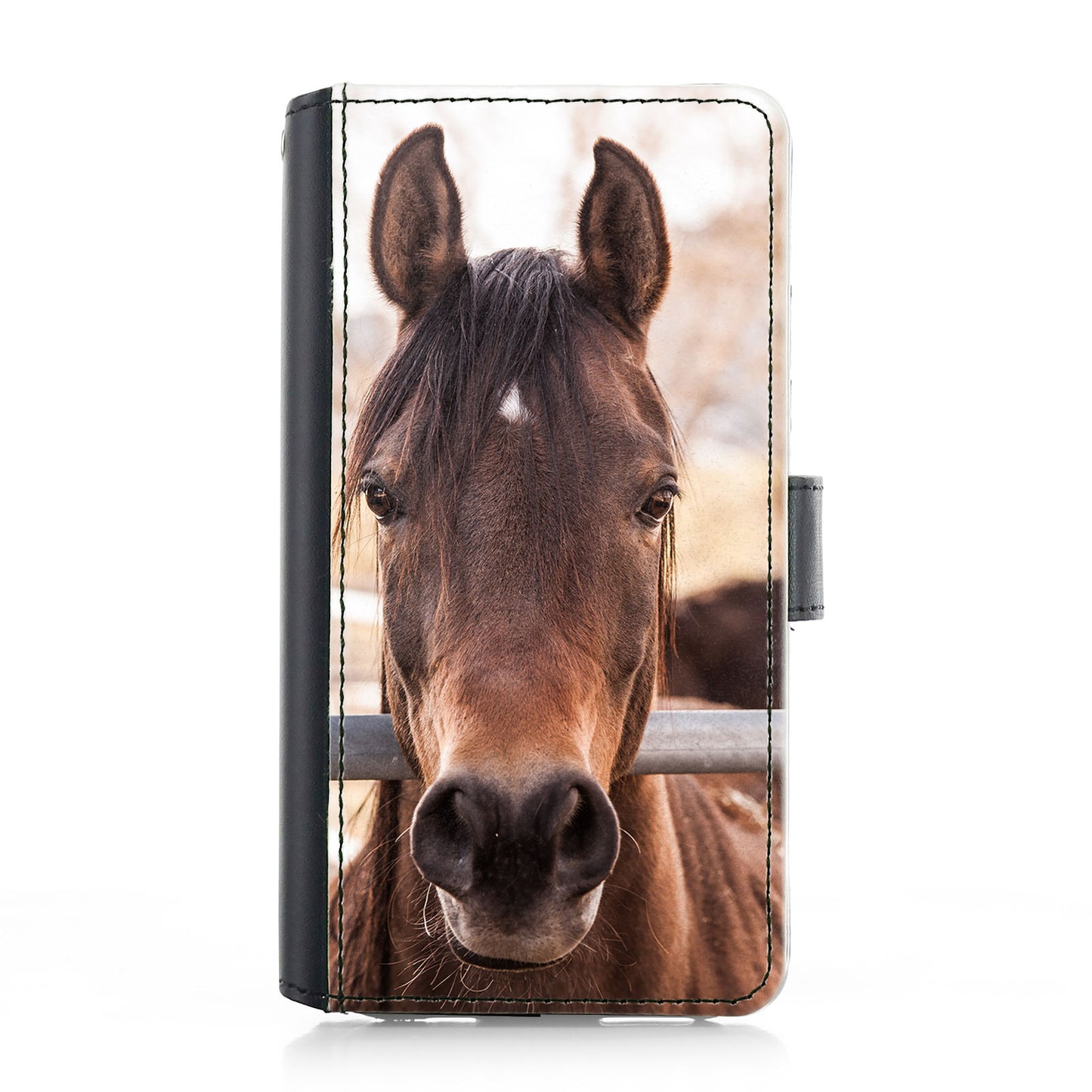 Samsung Leather Phone Case - Brown and White Horse