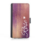 Personalised Samsung Leather Case - Purple Grain and Name