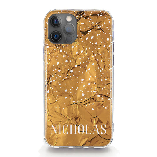 Personalised Magsafe iPhone Case - Creased Gold Effect and Name