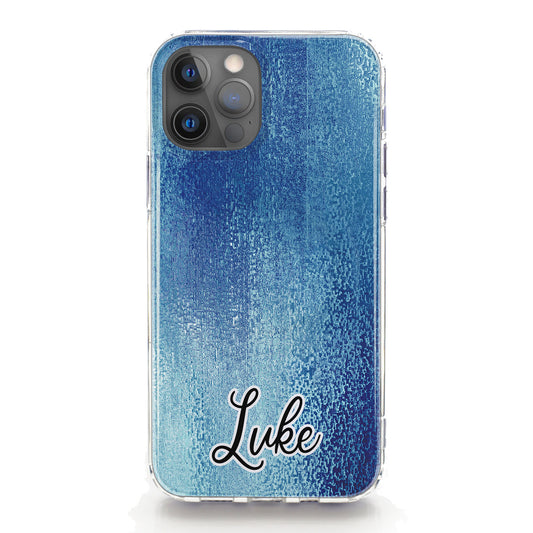 Personalised Magsafe iPhone Case - Blue Glitter Effect and Name
