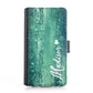 Personalised Google Leather Case - Green Glitter Effect and Name