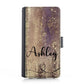 Personalised Samsung Leather Case - Glitter Gold and Heart Name