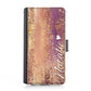 Personalised Samsung Leather Case - Copper Glitter and White Name