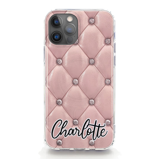Personalised Magsafe iPhone Case - Pink Plush Pattern and Name