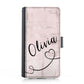 Personalised iPhone Leather Case - Pink Patterned Name and Heart