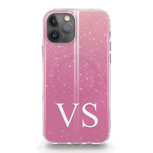 Personalised Magsafe iPhone Case - Pink and White Stripe Initial