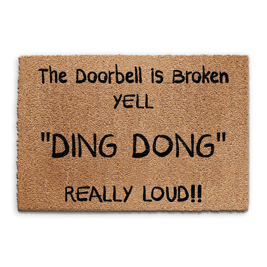 Coir Doormat - Funny Ding Dong Doorbell