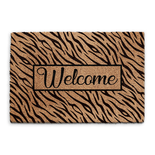 Coir Doormat - Tiger Print Welcome