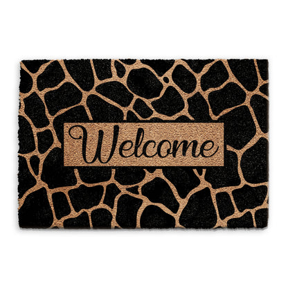 Coir Doormat - Giraffe Print Welcome