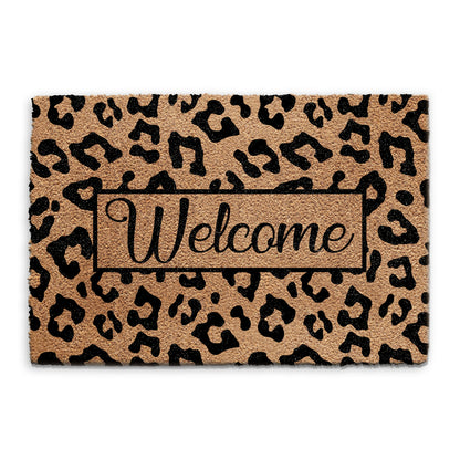 Coir Doormat - Leopard Print Welcome