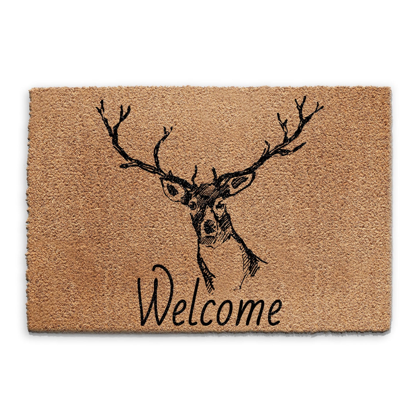 Coir Doormat - Welcome Deer Stags Head