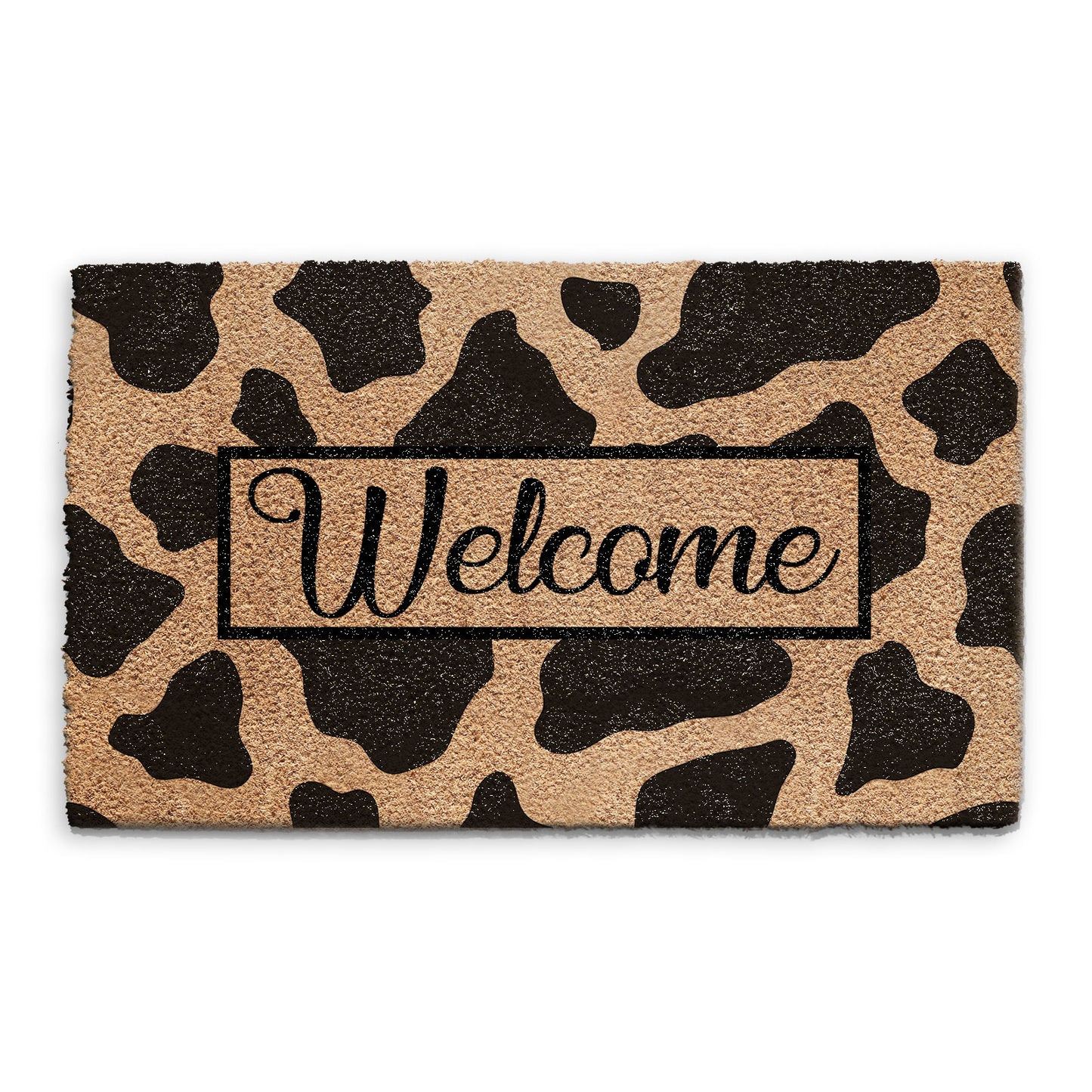 Coir Doormat - Cow Print Welcome