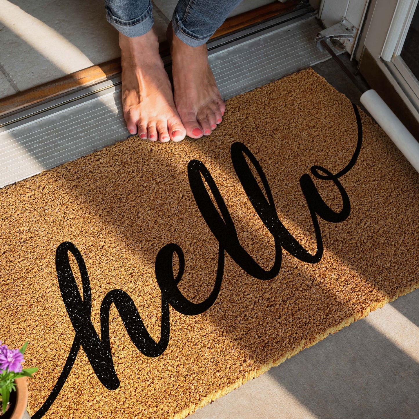 Coir Doormat - Calligraphy Hello