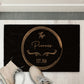 Personalised Doormat - Black Circled Family Name & Year