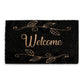 Coir Doormat - Black Floral Welcome