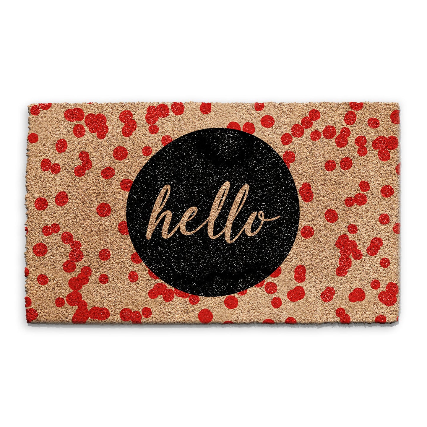 Coir Doormat - Red Speckled Welcome