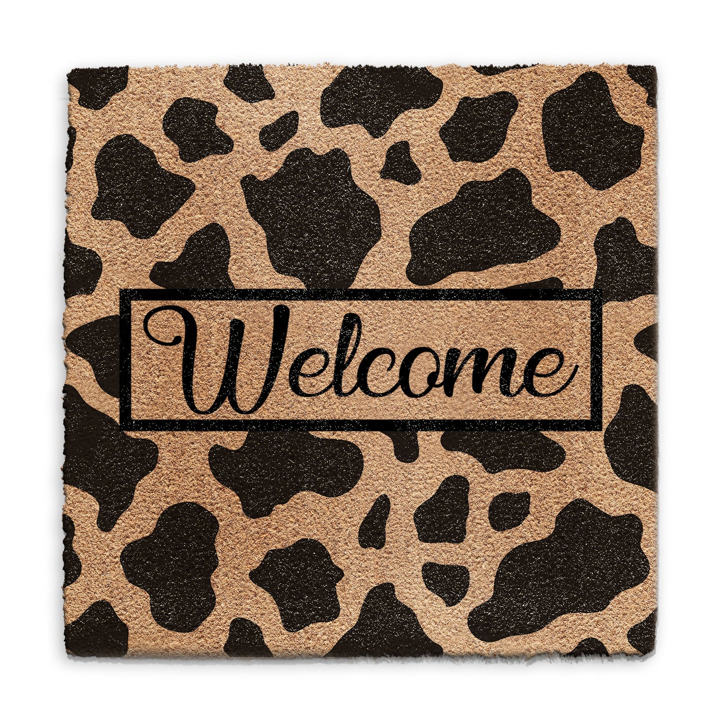 Coir Doormat - Cow Print Welcome