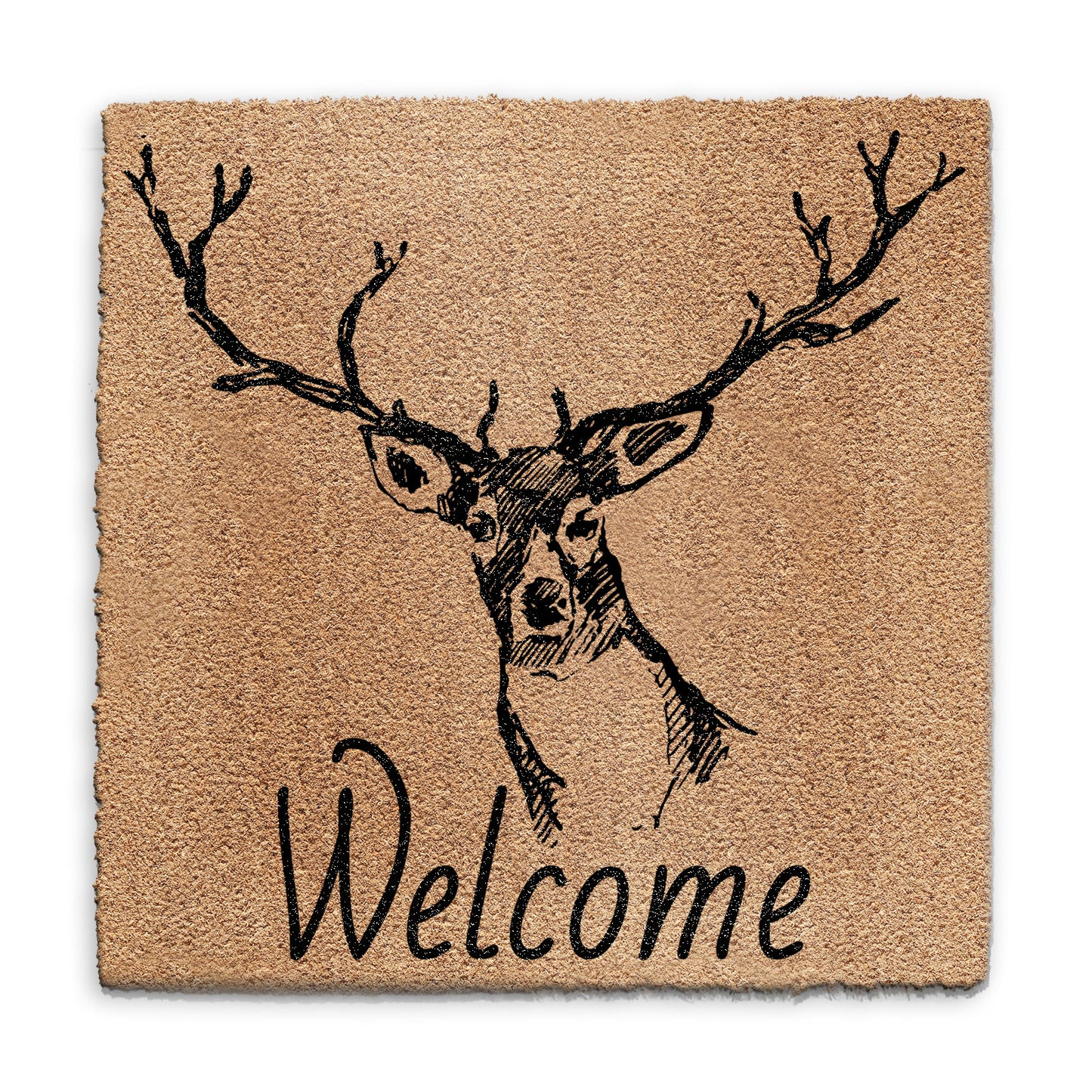 Coir Doormat - Welcome Deer Stags Head