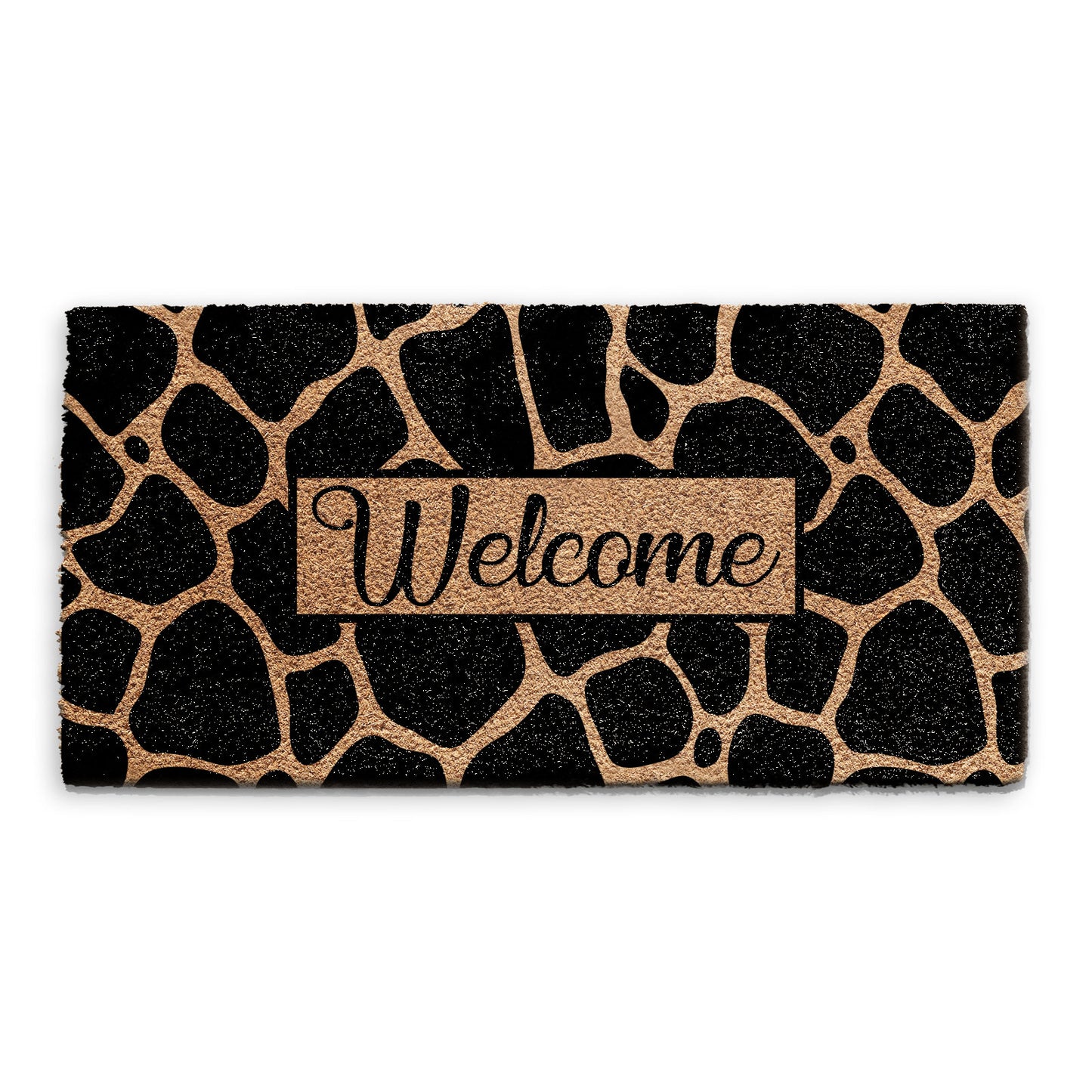 Coir Doormat - Giraffe Print Welcome