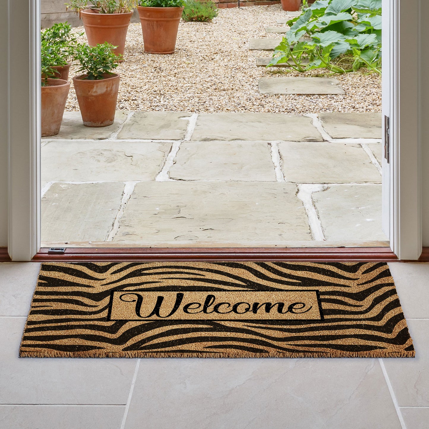 Coir Doormat - Zebra Print Welcome