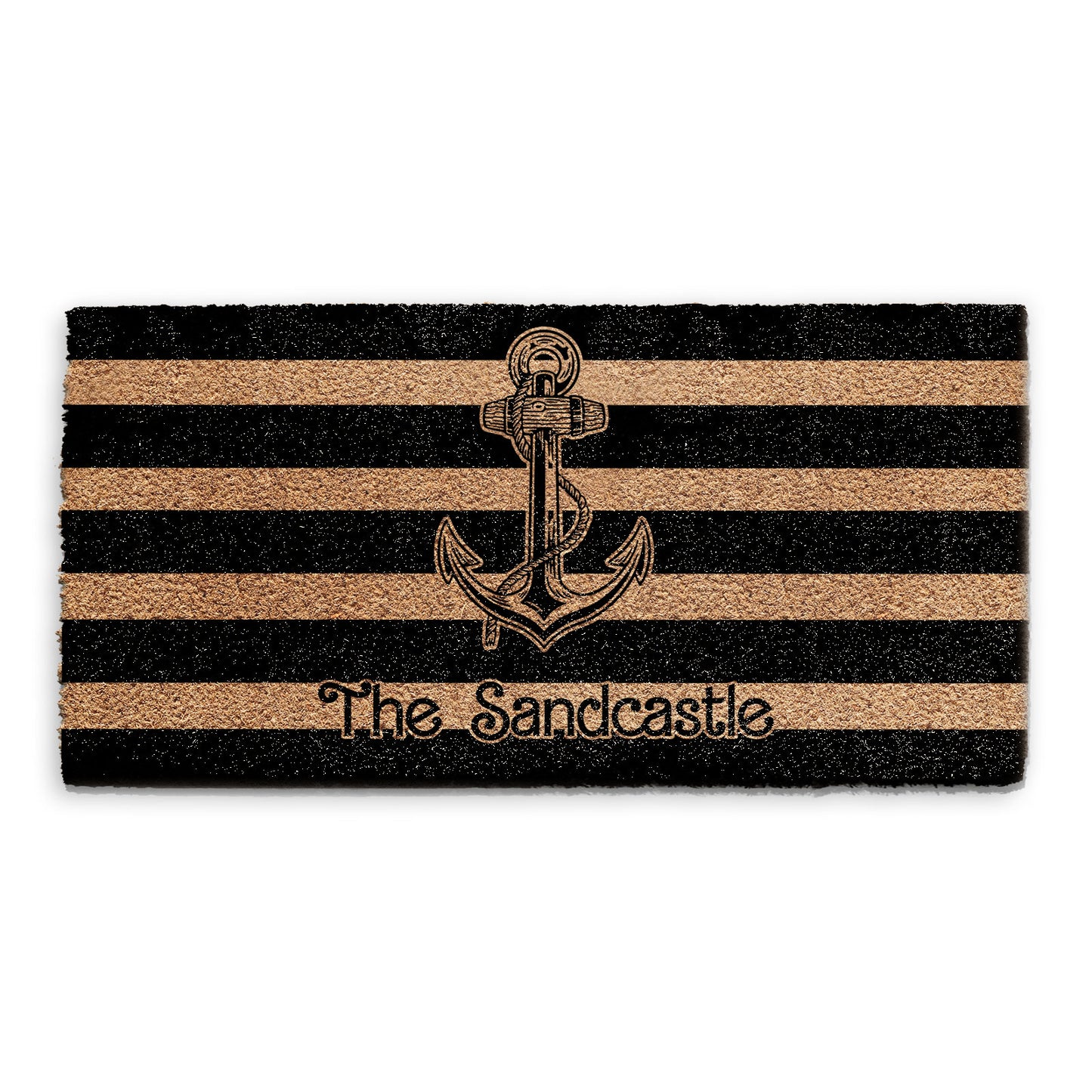 Personalised Doormat - Striped Anchor and Name