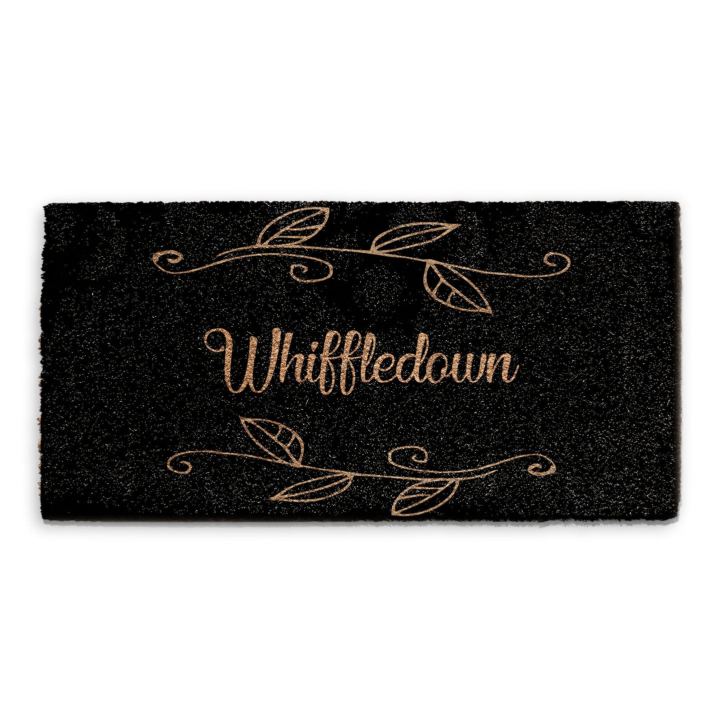 Personalised Doormat - Black Floral Leaf Family Name