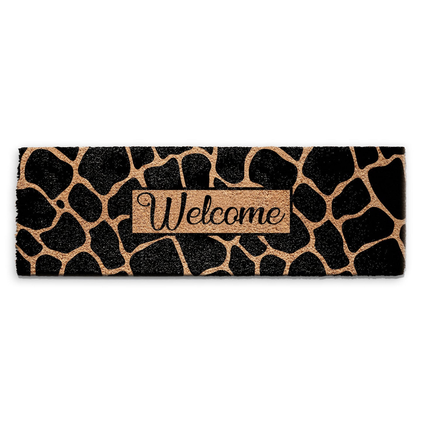 Coir Doormat - Giraffe Print Welcome