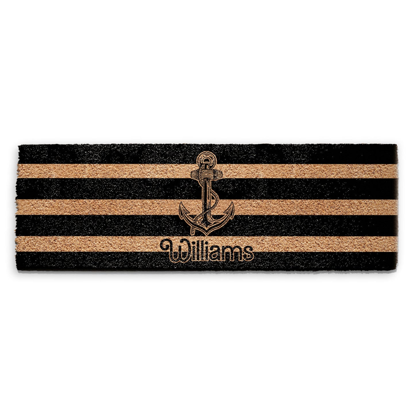 Personalised Doormat - Striped Anchor and Name