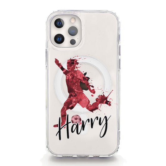 Personalised Magsafe iPhone Case - Red Footballer and Name