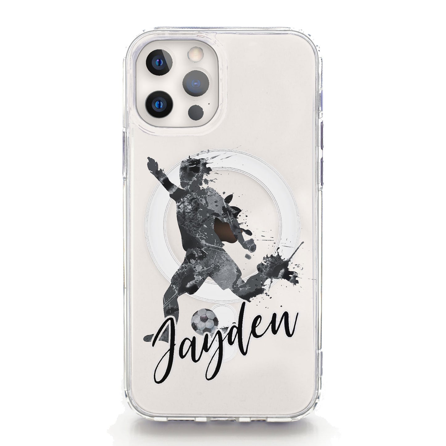 Personalised Magsafe iPhone Case - Grey Footballer and Name