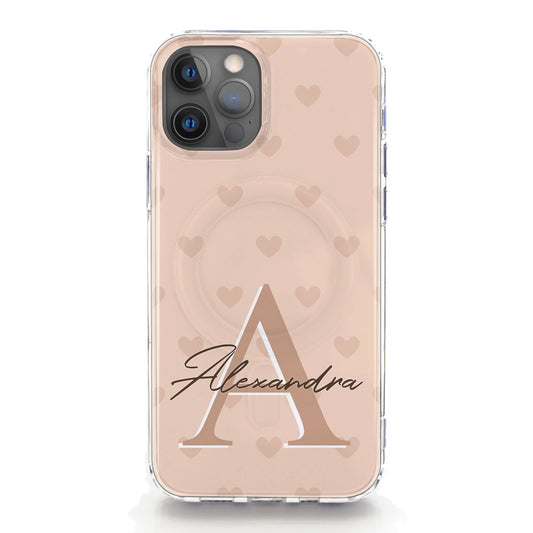 Personalised Magsafe iPhone Case - Nude Heart Monogram and Name