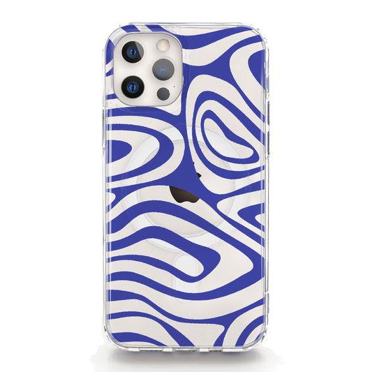 iPhone MagSafe Navy Blue Swirl Phone Case