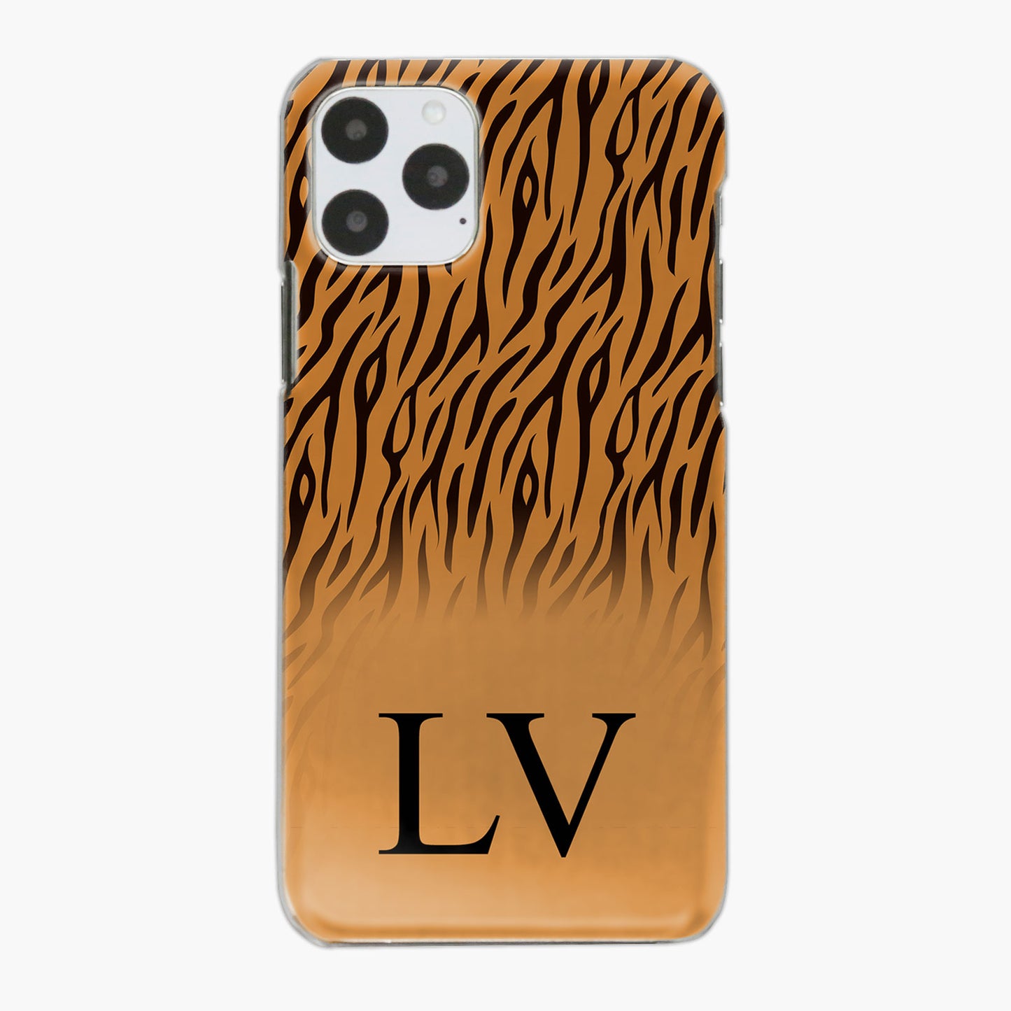 Personalised Apple iPhone Hard Case Black Initial on Tiger Print