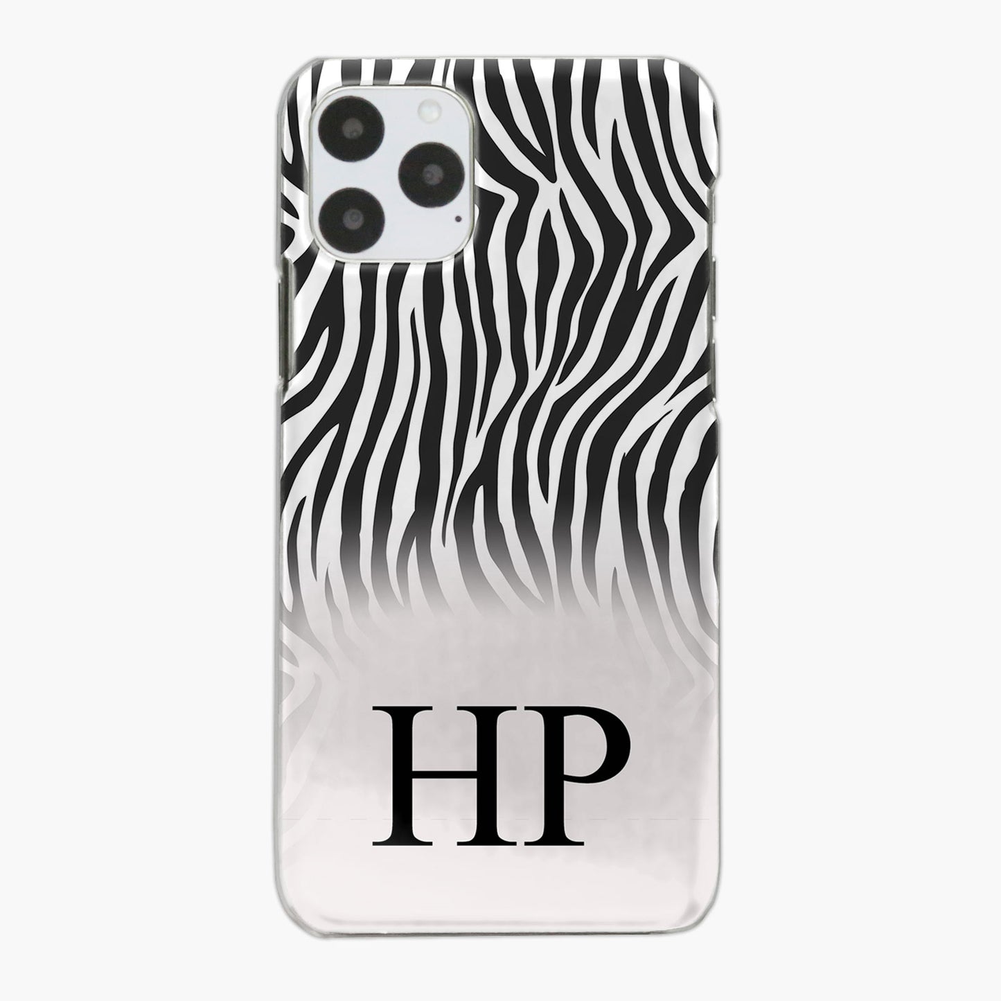 Personalisiertes Apple iPhone Hard Case mit schwarzer Initiale auf Zebradruck