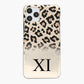 Personalised Apple iPhone Hard Case Black Initial on White Leopard Print
