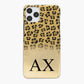 Personalised Apple iPhone Hard Case Black Initial on Leopard Print