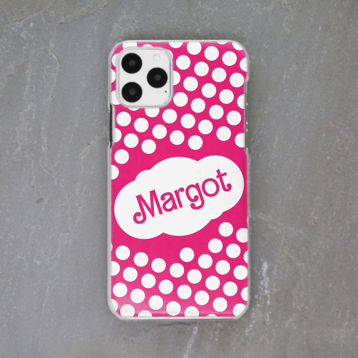 Personalised Barbie Inspired iPhone Case - Pink/White Polka and Name