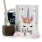 Personalised Mug with Mystical Text and Bewitching Silver Floral Unicorn