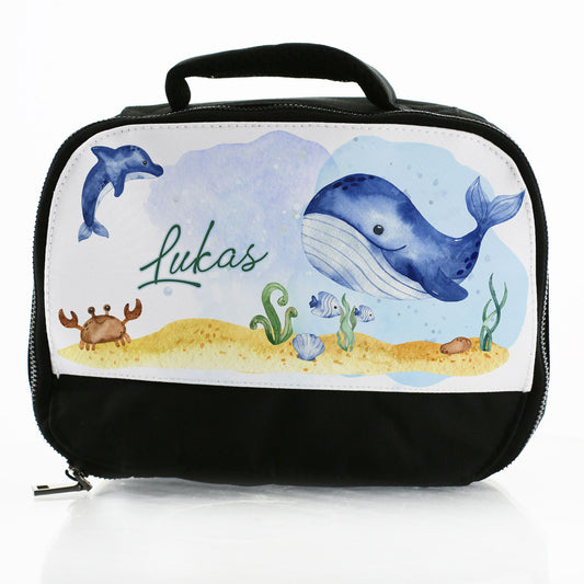 Personalised Lunch Bag with Big Blue Whale & Name