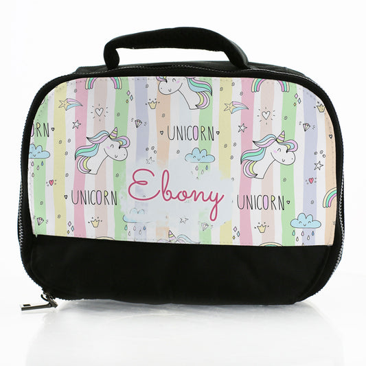 Personalised Lunch Bag with Unicorn Sticker Bomb and Name