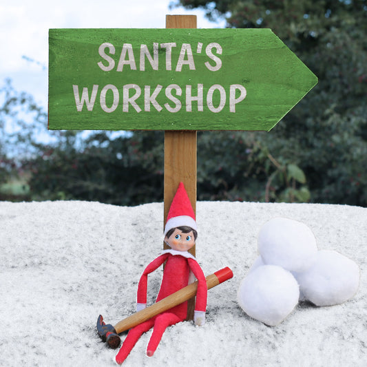 Santa's Workshop Gartenschild – Weihnachtsgrün