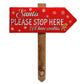 Santa Please Stop Here Garden Sign - Gingerbread Red