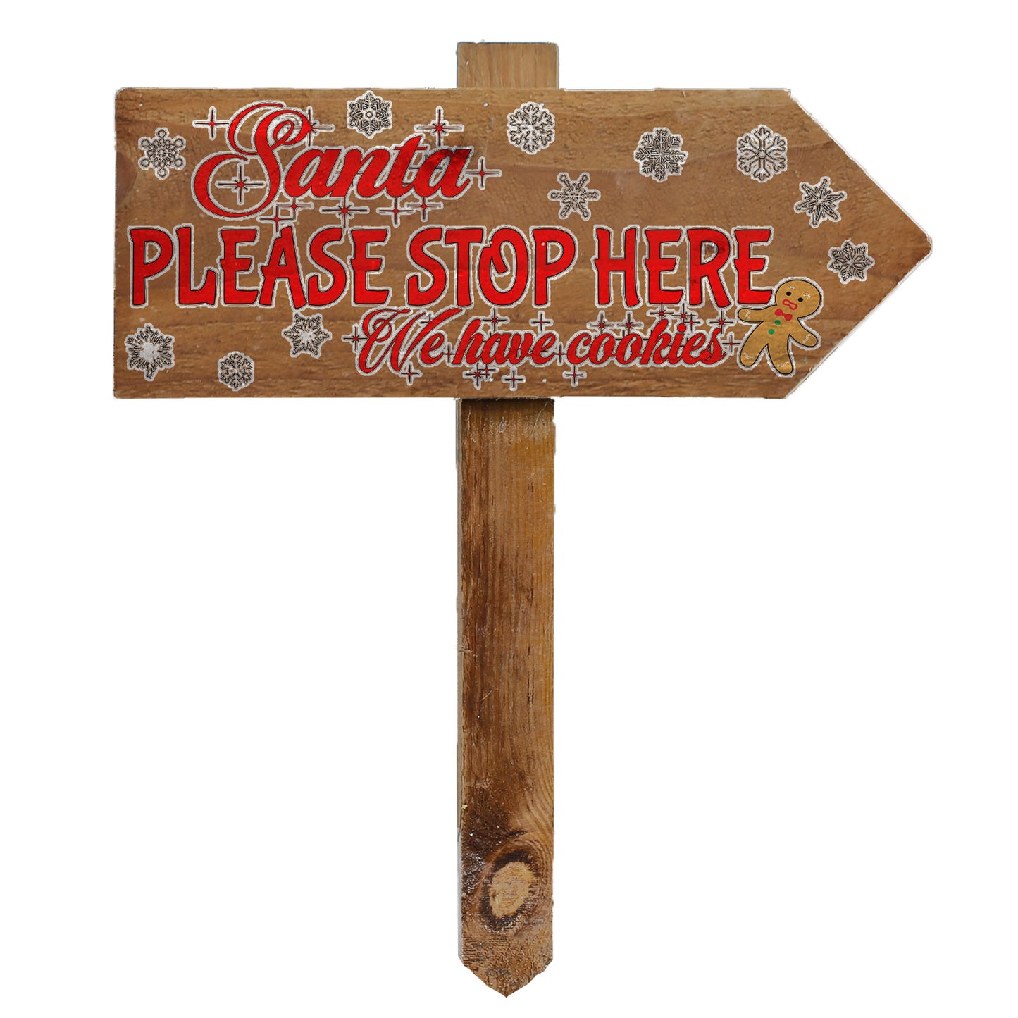 Santa Please Stop Here Garden Sign - Gingerbread Man