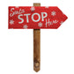 Santa Please Stop Here Garden Sign - Festive Red with Snow Flake