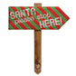 Santa Please Stop Here Garden Sign - Red/Green Stripes